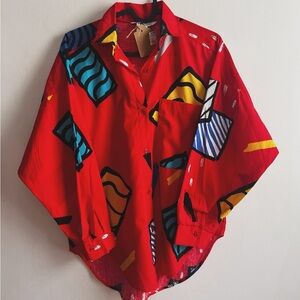 ‏Vibrant Red Vintage Button Up (with original store tags!)